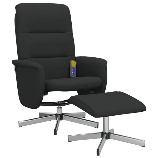 vidaXL Massagesessel mit Fu&szlig;hocker Schwarz Stoff