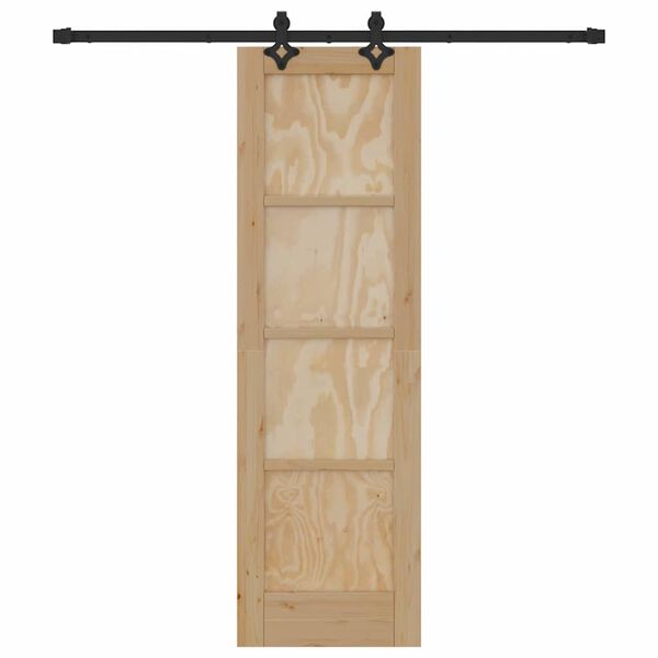 vidaXL Schiebet&uuml;r Nat&uuml;rlich und Schwarz 61 x 198,5 cm