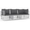 vidaXL 3-tlg. Garten-Lounge-Set mit Kissen Wei&szlig; Stahl