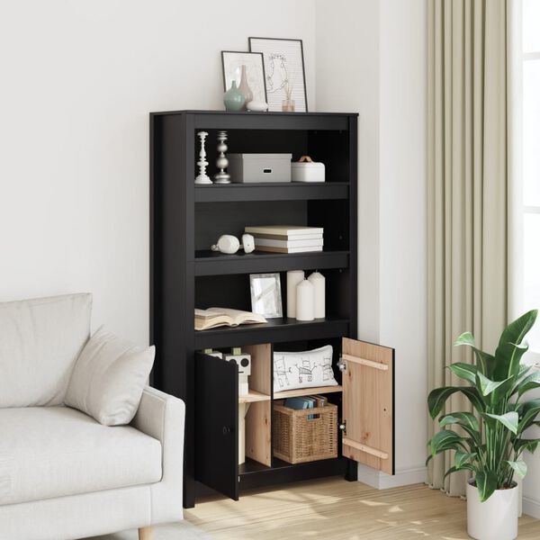 vidaXL Highboard Schwarz 80x35x154 cm Massivholz Kiefer