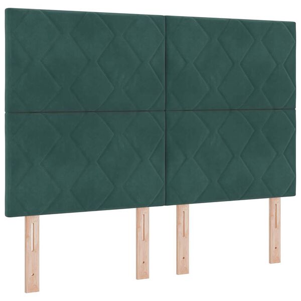 vidaXL LED Boxspringbett mit Matratze Dunkelgr&uuml;n 140 x 190 cm Stoff