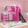 vidaXL Kinderloftbett Wei&szlig; und Rosa 74,5 x 190 cm Metall