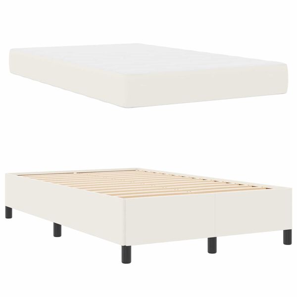 vidaXL Bettrahmen mit Matratze Creme 120 x 200 cm Stoff