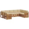 vidaXL Ecksofa Set mit Kissen 9 pcs Natur und Beige Massivholz Akazie