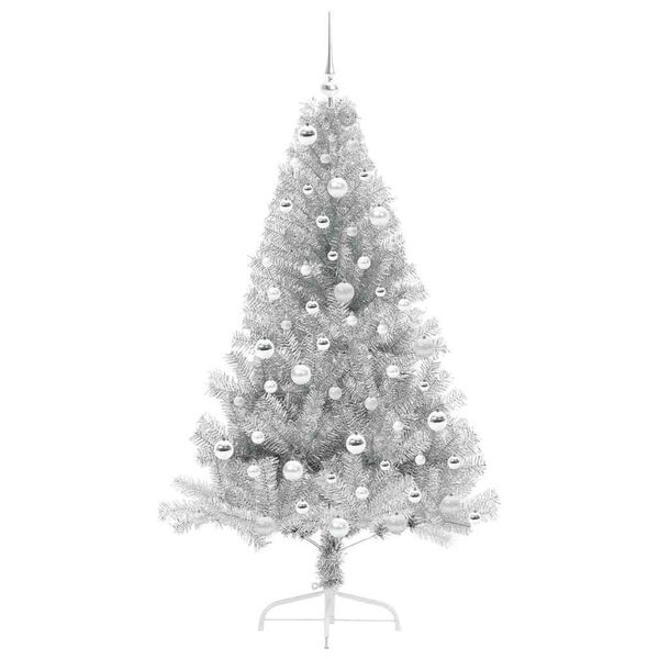 vidaXL Künstlicher vorbeleuchteter Weihnachtsbaum Silber 180 cm
