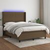 vidaXL Boxspringbett mit Matratze & LED Dunkelbraun 140x200 cm Stoff