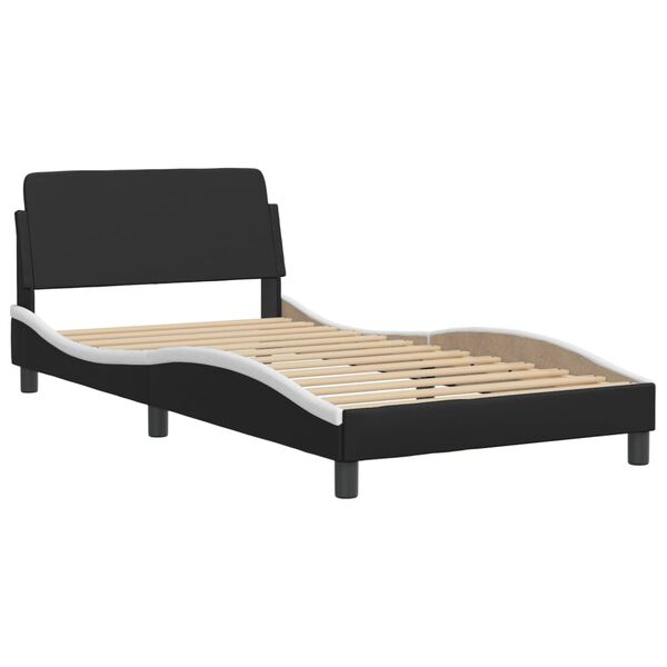 vidaXL Bett "Viana" mit Matratze Schwarz und Wei&szlig; 100x200 cm Kunstleder