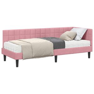 vidaXL Eckbettgestell mit Matratze 2 stk. Rosa 80 x 200 cm Samt
