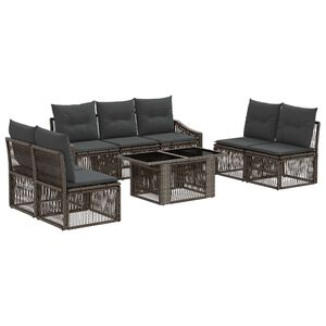 vidaXL Gartensofa-set 8 stk. Grau und Dunkelgrau Poly-Rattan