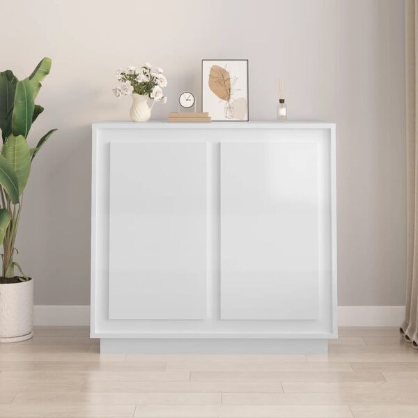 vidaXL Sideboard Hochglanz-Wei&szlig; 80x34x75 cm Holzwerkstoff