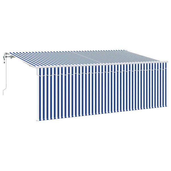 vidaXL Einziehbare Markise Blau und wei&szlig; 350 x 200 cm Stoff und Metall