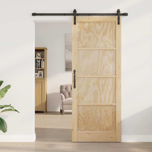 vidaXL Schiebet&uuml;r Braun 83 x 211 cm Massives Kiefernholz