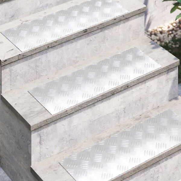 vidaXL Treppe Tritt Rechtwinklig 4 pcs Silber 60 x 20 cm Aluminium