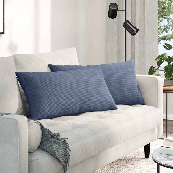 vidaXL Sofakissen 2 St&uuml;ck Blau 80 x 40 cm Cordstoff