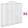 vidaXL Gabionen mit Hochbogen 4 Stk. 200x30x180/200cm Verzinktes Eisen