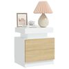 vidaXL Nachttisch Wei&szlig; und Sonoma-Eiche 45x35x52 cm Holzwerkstoff