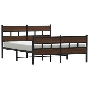 vidaXL Metallbett ohne Matratze Braun Eichen-Optik 160x200 cm