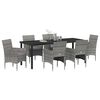 vidaXL Garten Essgruppe mit Kissen 7 pcs Grau Poly-Rattan