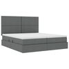 vidaXL Bett mit LED-Lichtleisten Dunkelgrau 200 x 200 cm Stoff