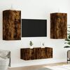 vidaXL 4-tlg. Wohnwand mit LED-Beleuchtung R&auml;uchereiche Holzwerkstoff