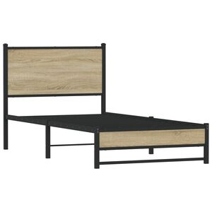 vidaXL Metallbett ohne Matratze Sonoma-Eiche 75x190 cm