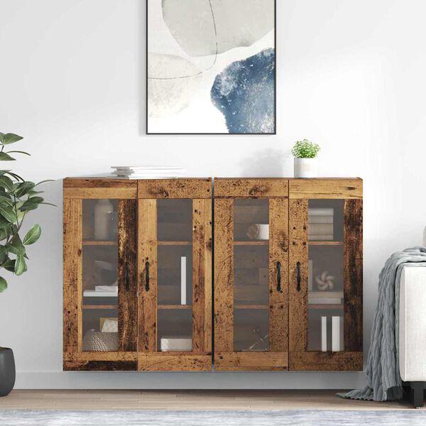 vidaXL Wandschr&auml;nke 2 pcs Altholz 69,5 x 34 x 90 cm Holzwerkstoff