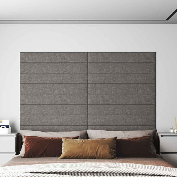 vidaXL Wandkopfteilen 12 pcs Hellgrau 90 x 15 cm Stoff
