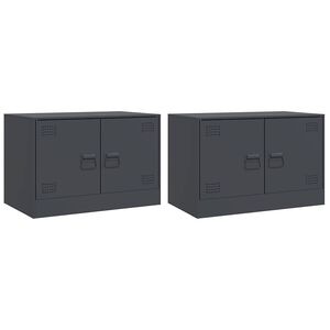 vidaXL TV-Schr&auml;nke 2 Stk. Anthrazit 67x39x44 cm Stahl