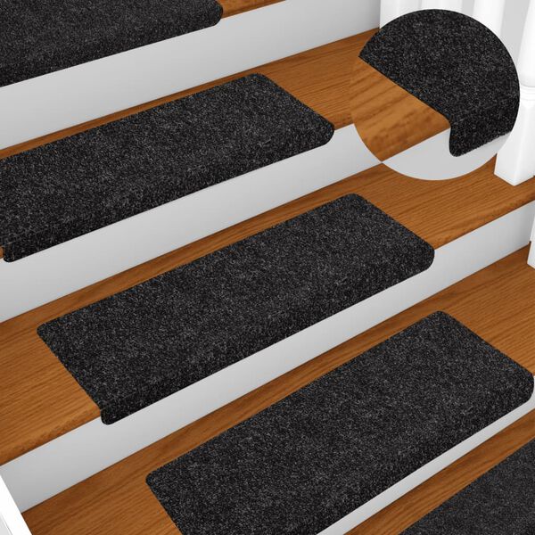 vidaXL Stufenmatten Selbstklebend 10 Stk. 65x21x4 cm Schwarz Rechteckiger Rand