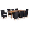 vidaXL 9-tlg. Garten-Essgruppe Poly Rattan Schwarz und Braun