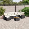 vidaXL 7-tlg. Garten-Sofagarnitur mit Kissen Schwarz Poly Rattan