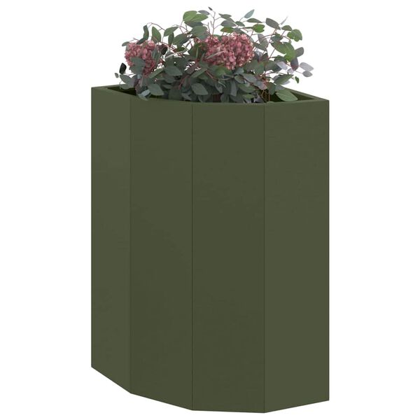vidaXL Eckpflanzer Olivgr&uuml;n 30 x 30 x 50 cm Stahl