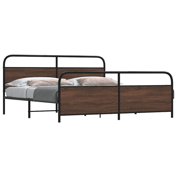 vidaXL Metallbett ohne Matratze Braun Eichen-Optik 180x200 cm