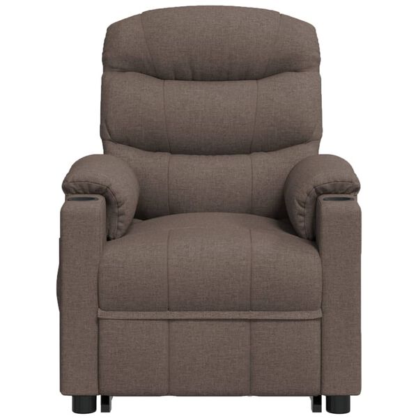 vidaXL Massagesessel mit Aufstehhilfe Taupe Stoff