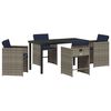 vidaXL Garten Essgruppe mit Kissen 5 pcs Grau Poly-Rattan