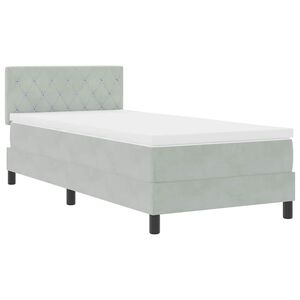 vidaXL LED Boxspringbett mit Matratze Hellgrau 90 x 190 cm Samt