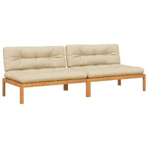 vidaXL Garten-Mittelsofas aus Paletten mit Kissen 2 Stk. Akazienholz