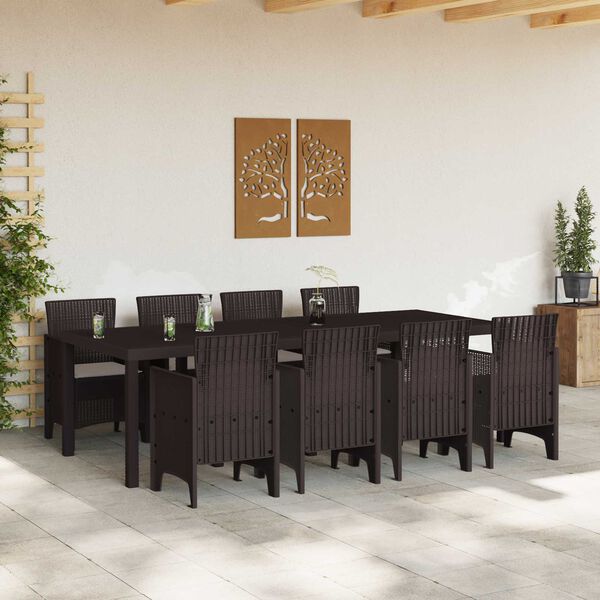 vidaXL Garten Essgruppe 9 pcs Braun Polypropylen