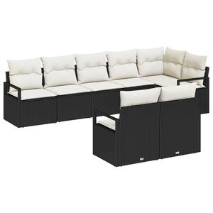 vidaXL Gartensofa-set mit Kissen 8 pcs Schwarz und Wei&szlig; Poly-Rattan