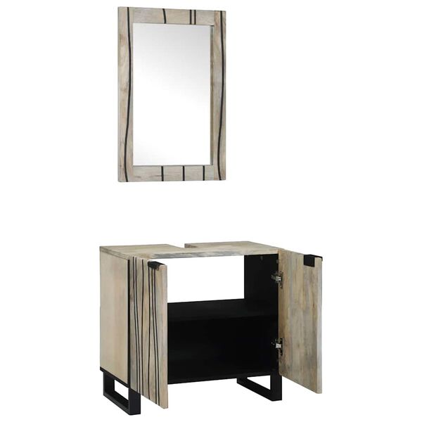 vidaXL Badezimmerm&ouml;bel-Set mit Regal mit T&uuml;r 2 pcs Wei&szlig; Holzwerkstoff