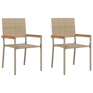 vidaXL Garten Stapelst&uuml;hle 2 stk. Beige Poly-Rattan