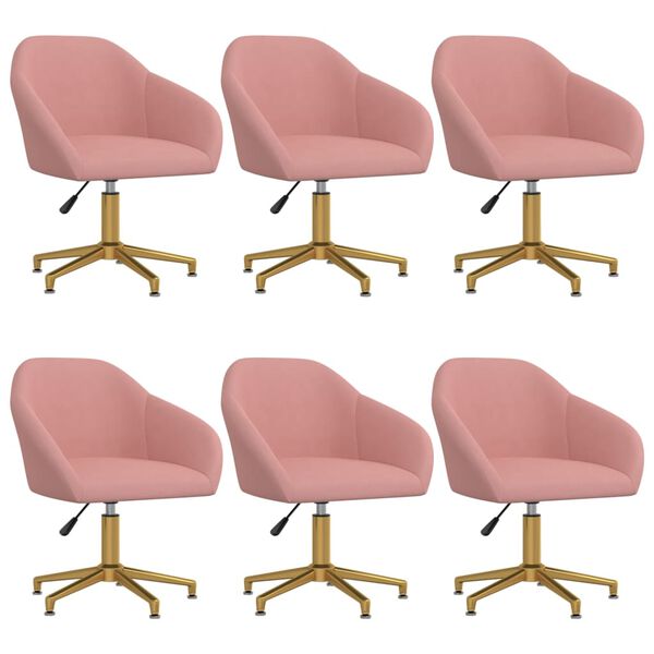 vidaXL Esszimmerst&uuml;hle 6 Stk. Drehbar Rosa Samt