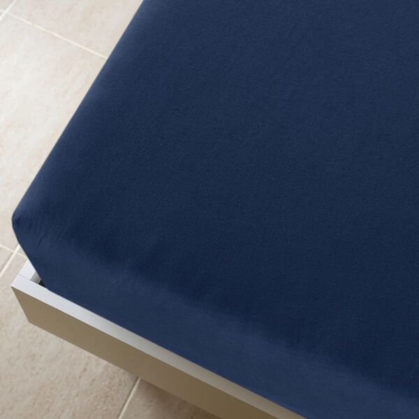 vidaXL Spannbettlaken 2 Stk. Jersey Marineblau 90x200 cm Baumwolle