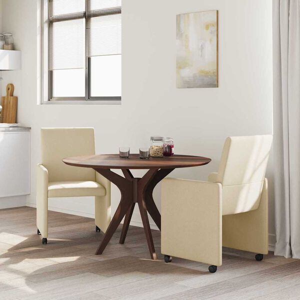 vidaXL Esszimmerst&uuml;hle mit Rollen 2 pcs Creme 57 x 66 x 94 cm Stoff