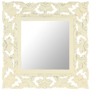 vidaXL Spiegel Handgeschnitzt Wei&szlig; 50x50 cm Massivholz Mango