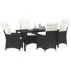 vidaXL Garten Essgruppe mit Kissen 5 pcs Schwarz Poly-Rattan