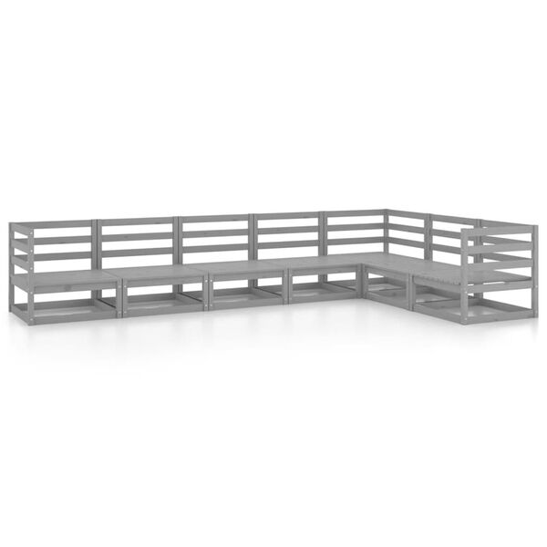 vidaXL 7-tlg. Garten-Lounge-Set Grau Kiefer Massivholz