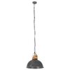 vidaXL H&auml;ngelampe Industriestil Grau Rund 32 cm E27 Mango Massivholz