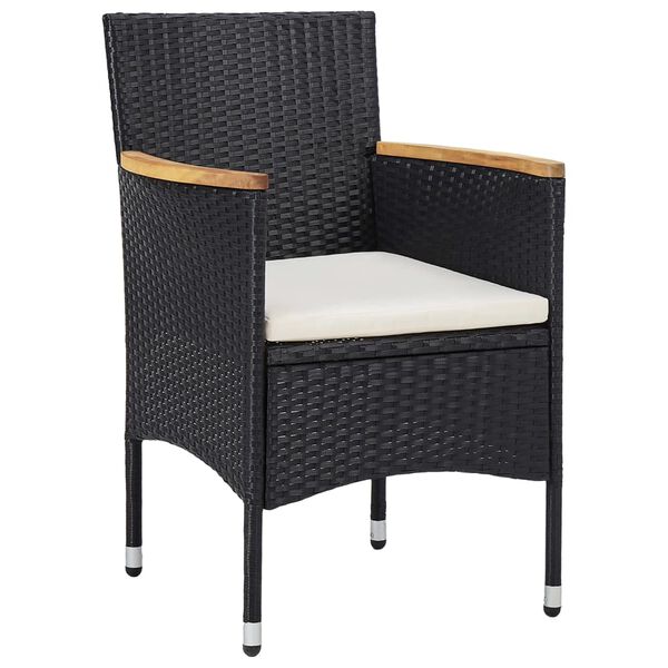 vidaXL 5-tlg. Garten-Essgruppe mit Kissen Poly Rattan Schwarz