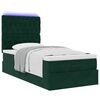 vidaXL Ottoman-Bett mit Matratzen & LEDs Dunkelgr&uuml;n 100x200 cm Samt
